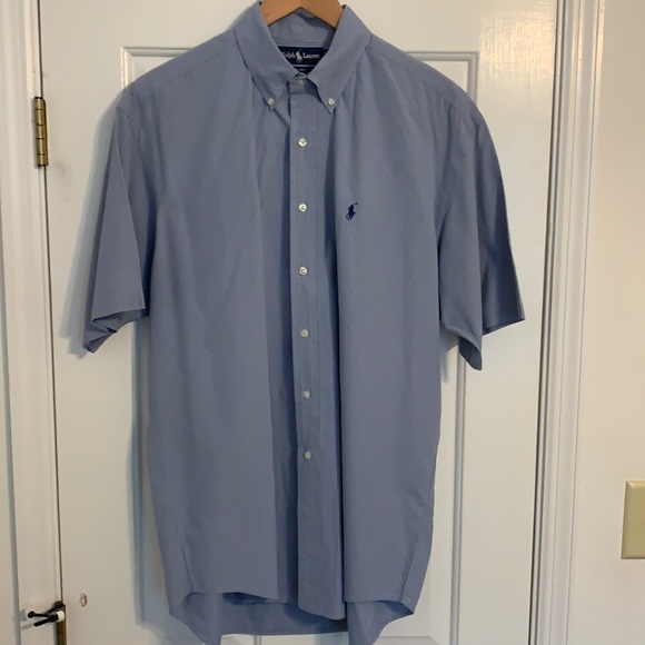 Ralph Lauren short sleeve button down - L blue w/white check - Picture 2 of 7